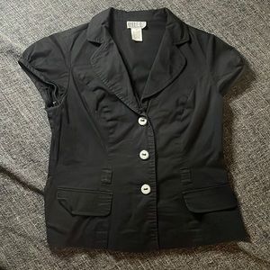 Vintage Bobbie Lee Black Capsleeve Button Up 20x22